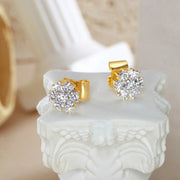 Gold Plated Seven Stone Flower Stud Earrings with American Diamonds - Daily Wear